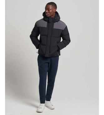 Superdry Square cut quilted jacket with hood black