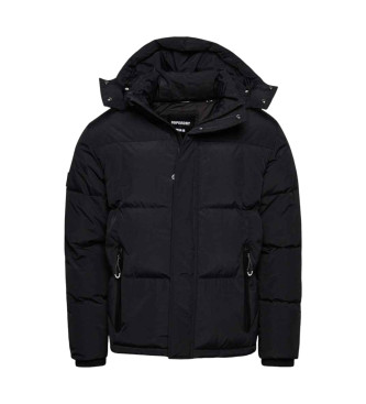 Superdry Casaco acolchoado de corte quadrado com capuz preto