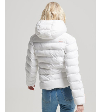 Superdry Microfibre quilted hooded jacket white