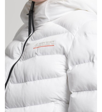 Superdry Microfibre quilted hooded jacket white