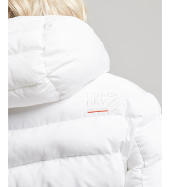 Superdry Microfibre quilted hooded jacket white