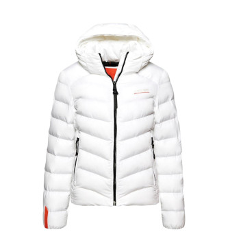 Superdry Microfibre quilted hooded jacket white