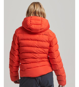 Superdry Microfibre quilted jacket with hood red