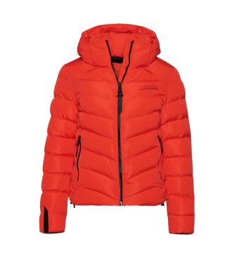 Superdry Microfibre quilted jacket with hood red