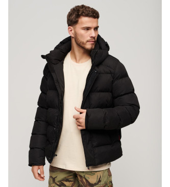 Superdry Mikrofaser Steppjacke mit Kapuze Sport schwarz