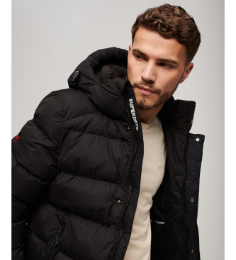 Superdry Microvezel gewatteerd jack met capuchon Sport zwart