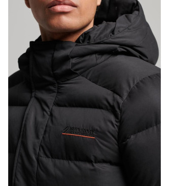 Superdry Microfibre quilted hooded jacket Sports black