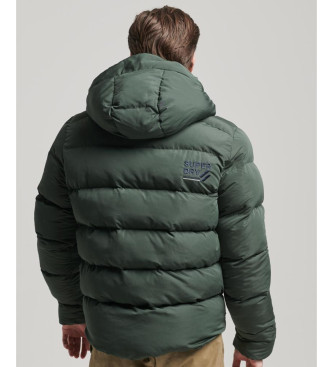 Superdry Microfibre quilted hooded jacket Sports green