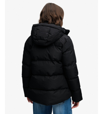 Superdry Czarna sportowa kurtka pikowana z 5 komorami i kapturem