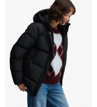 Superdry Czarna sportowa kurtka pikowana z 5 komorami i kapturem