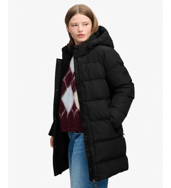 Superdry Casaco Acolchoado Desportivo Médio com Capuz preto