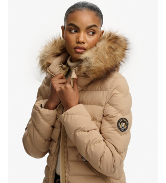 Superdry Casaco acolchoado Fuji com capuz em tecido sint�tico castanho