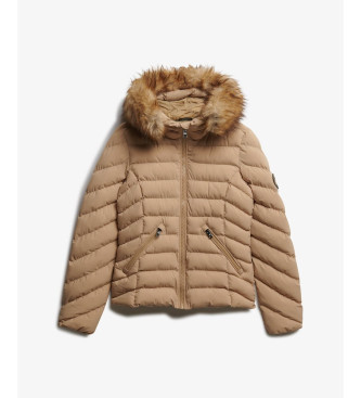 Superdry Casaco acolchoado Fuji com capuz em tecido sint�tico castanho