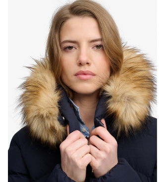 Superdry Giacca Imbottita Fuji con Pelliccia Sintetica e Cappuccio blu marino