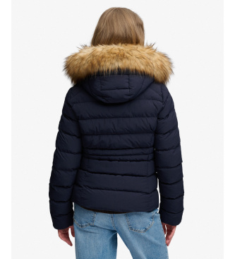 Superdry Giacca Imbottita Fuji con Pelliccia Sintetica e Cappuccio blu marino