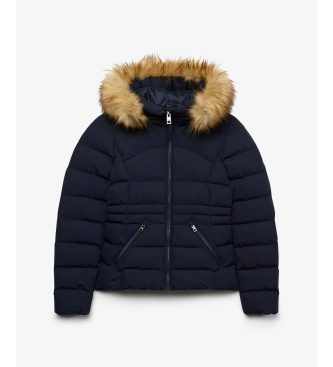 Superdry Giacca Imbottita Fuji con Pelliccia Sintetica e Cappuccio blu marino