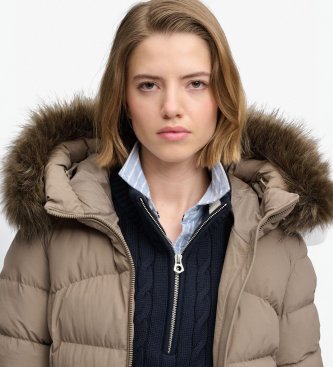 Superdry Veste matelassée Fuji avec fourrure synthétique et capuche marron