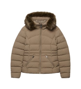 Superdry Veste matelassée Fuji avec fourrure synthétique et capuche marron