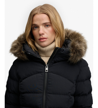 Superdry Giacca Trapuntata Fuji con Pelliccia Sintetica e Cappuccio nero