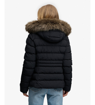 Superdry Giacca Trapuntata Fuji con Pelliccia Sintetica e Cappuccio nero