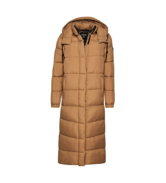 Superdry Lange wattierte Jacke Ripstop braun