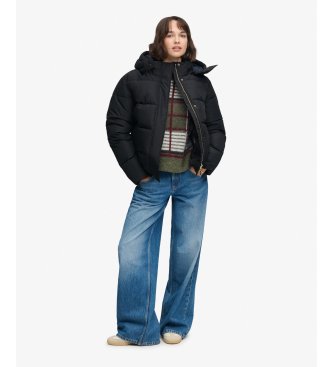 Superdry Veste matelassée haut de gamme à capuche, noire