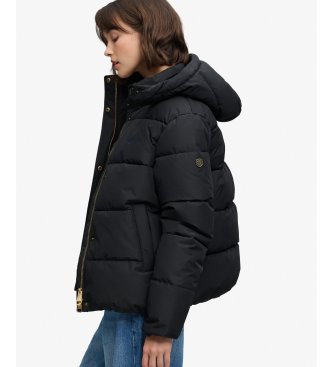 Superdry Veste matelassée haut de gamme à capuche, noire