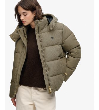 Superdry Chaqueta Acolchada Premium de Cuadros con Capucha marrón
