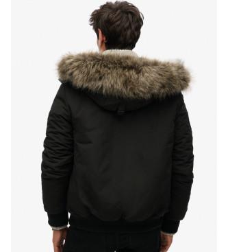 Superdry Everest Hooded Quilted Bomber Jacket black