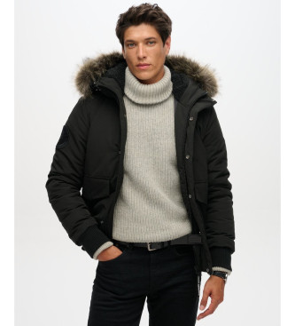 Superdry Everest Hooded Quilted Bomber Jacket black