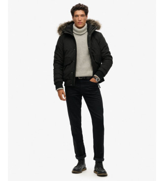 Superdry Everest Hooded Quilted Bomber Jacket black