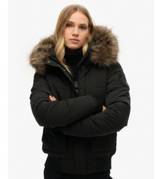 Superdry Everest Hooded Quilted Bomber Jacket black