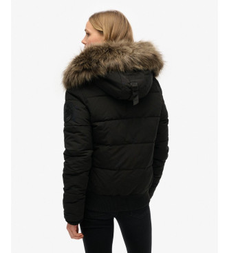 Superdry Everest Hooded Quilted Bomber Jacket black