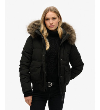 Superdry Everest Hooded Quilted Bomber Jacket black