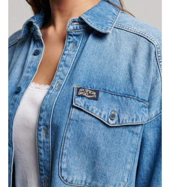 Superdry Blaue Oversize-Jeanshemdjacke