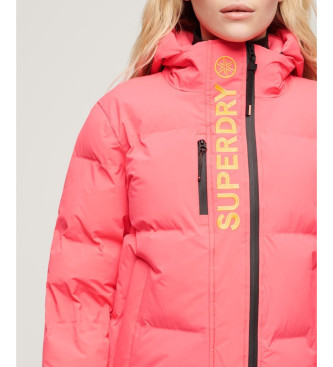 Superdry Pikowana kurtka z kapturem różowa