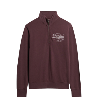 Superdry Jacket with classic graphic and half zip  burgundy