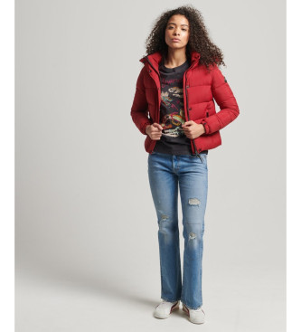 Superdry Short hooded mid-length jacket red