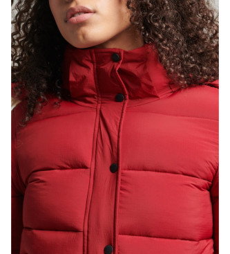 Superdry Short hooded mid-length jacket red