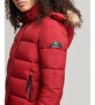 Superdry Short hooded mid-length jacket red