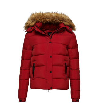 Superdry Short hooded mid-length jacket red