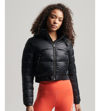 Superdry Korte jas met capuchon Fuji zwart