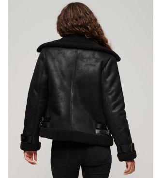 Superdry Synthetic Lambskin Aviator Jacket black