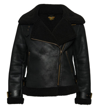 Superdry Synthetisches Lammfell Aviator Jacket schwarz