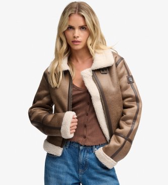 Superdry Giacca in montone taupe