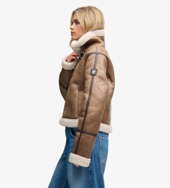 Superdry Giacca in montone taupe