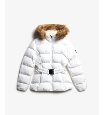 Superdry Fuji Pufferjas met riem wit