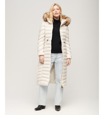 Superdry Chaqueta Larga Con Capucha Y Ribete De Pelo Sinttico Fuji gris