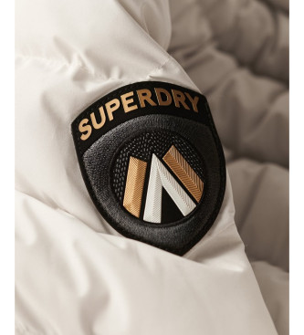 Superdry Lange Kapuzenjacke mit Kunstfellbesatz Fuji grau