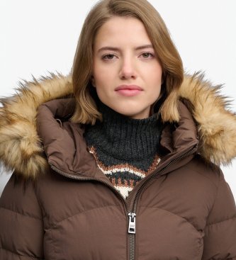 Superdry Fuji Mid-Length Jacket with Faux Fur and Hood brown